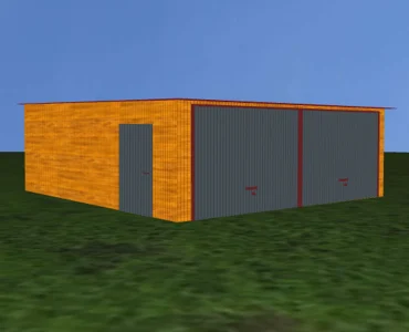 Garaż blaszany dwustanowiskowy 6.50x7.00 m – Dach jednospadowy, Złoty Dąb