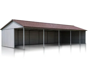 Garaż blaszany 50x10 m – Dach dwuspadowy, Aluminium