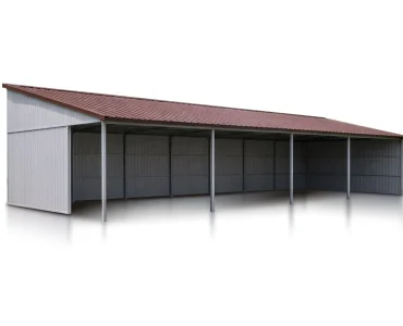 Garaż blaszany 20x6 m – Dach jednospadowy, Aluminium