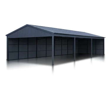 Garaż blaszany 10x20 m – Dach dwuspadowy, Grafit