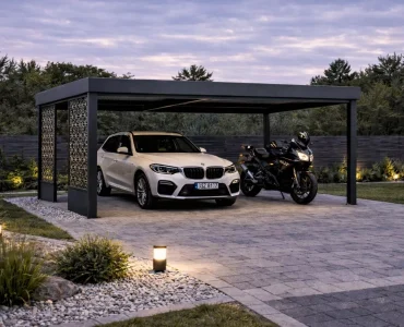 Carport z ażurowymi panelami – Wiata garażowa 4x4 m