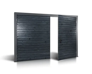 Brama dwuskrzydłowa 4x4 m Drewnopodobna Przetłoczenia poziome Panel 10 cm