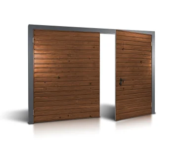 Brama dwuskrzydłowa 3x3.5 m Drewnopodobna Przetłoczenia poziome Panel 10 cm