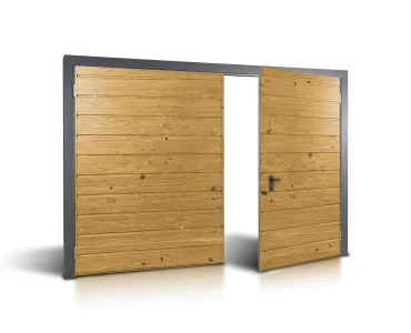 Brama dwuskrzydłowa 4x3 m Drewnopodobna Przetłoczenia poziome Panel 17 cm