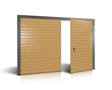 Brama dwuskrzydłowa 3.5x3.5 m Przetłoczenia poziome Panel 10 cm