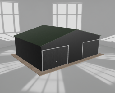 Garaż blaszany 8x6m dwustanowiskowy dwuspadowy Czarny - model 7