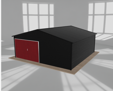 Garaż blaszany 6x6m jednostanowiskowy dwuspadowy Czarny - model 3