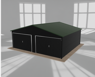 Garaż blaszany 6.5x6m dwustanowiskowy dwuspadowy Czarny - model 3
