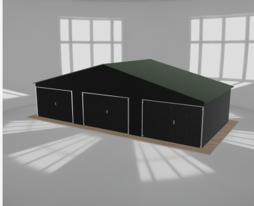 Garaż blaszany 10.5x5m trzystanowiskowy dwuspadowy Czarny - model 5