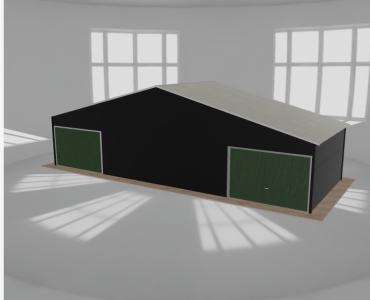 Garaż blaszany 12x4.5m dwustanowiskowy dwuspadowy Czarny - model 13