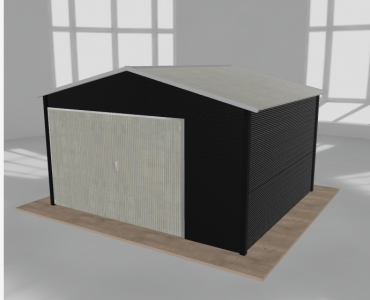 Garaż blaszany 4x3.5m jednostanowiskowy dwuspadowy Czarny - model 22