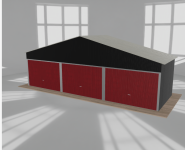 Garaż blaszany 9x3m trzystanowiskowy dwuspadowy Czarny - model 4