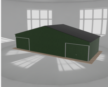 Garaż blaszany 12x5m dwustanowiskowy dwuspadowy Zielony - model 3