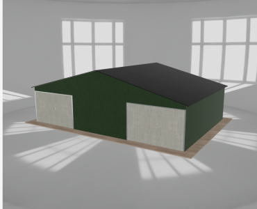 Garaż blaszany 9.5x6.5m dwustanowiskowy dwuspadowy Zielony - model 5