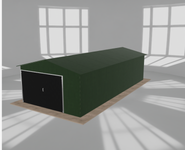 Garaż blaszany 4x9m jednostanowiskowy dwuspadowy Zielony - model 10