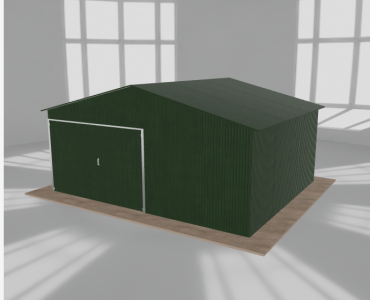 Garaż blaszany 5.5x4.5m jednostanowiskowy dwuspadowy Zielony - model 12