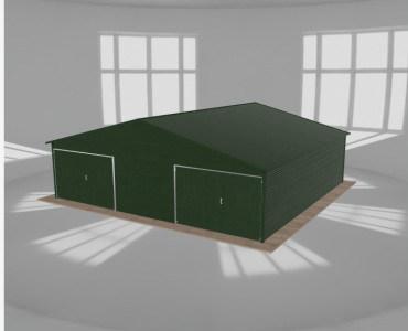 Garaż blaszany 8.5x8m dwustanowiskowy dwuspadowy Zielony - model 10