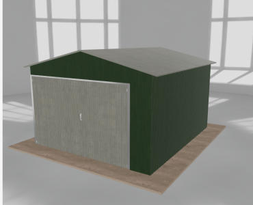 Garaż blaszany 3.5x4m jednostanowiskowy dwuspadowy Zielony - model 22
