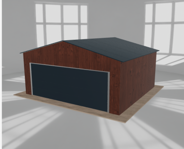 Garaż blaszany 6x5.5m jednostanowiskowy dwuspadowy Ciemny orzech - model 3