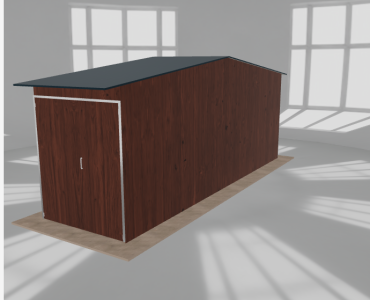 Hala stalowa 2.5x9m dwuspadowa Ciemny orzech Wysoka - model 2