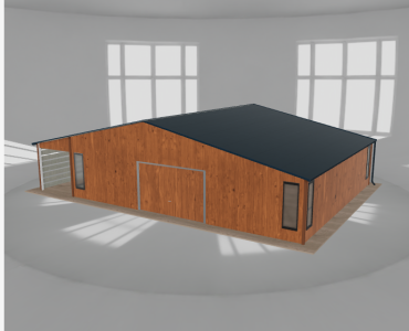 Garaż blaszany 10x8.5m z pomieszczeniem gospodarczym i wiatą Złoty dąb - model 2