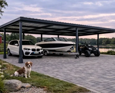 Carport aluminiowy – Wiata samochodowa 6x6 m