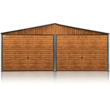 Mobilgarázs 6x5 m, kétállásos, nyeregtetős, billenő kapu, fautánzatú – Modell 3