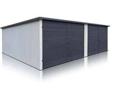 Mobilgarázs 7x5 m, kétállásos, féltetős, kétszárnyú kapu, fehér
