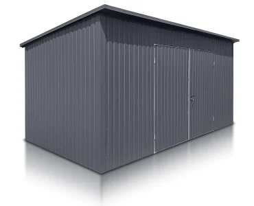Mobilgarázs 5x2,5 m, féltetős, kétszárnyú kapu, grafit