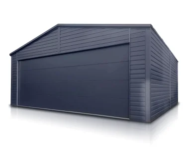 Mobilgarázs 6x5,8 m, nyeregtetős, szekcionált kapu, grafit