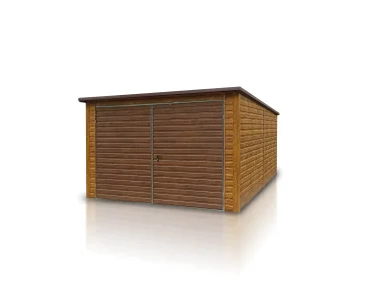 Mobilgarázs 3,5x5 m, féltetős, kétszárnyú kapu, fautánzatú