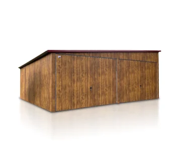 Mobilgarázs 6x5 m, kétállásos, féltetős, billenő kapu, fautánzatú