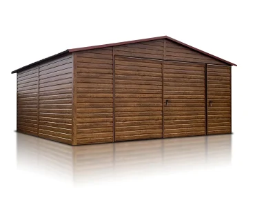 Mobilgarázs 5x6 m, kétállásos, nyeregtetős, kétszárnyú kapu, fautánzatú