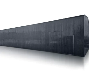Lemezcsarnok 20x8 m, nyeregtetős, billenő kapu, grafit