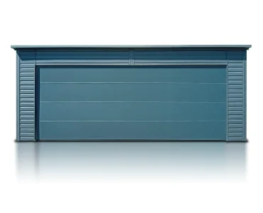 Mobilgarázs 6x6 m, féltetős, szekcionált kapu, fautánzatú grafit