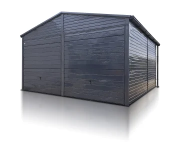 Mobilgarázs 6x5 m, kétállásos, nyeregtetős, billenő kapu, grafit – Modell 4