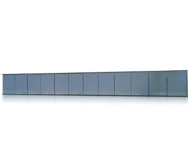 Mobilgarázs 18x5 m, féltetős, kétszárnyú kapu, fehér