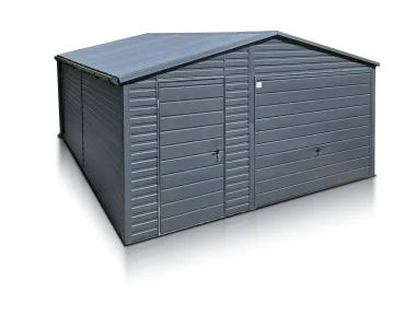 Mobilgarázs 5x6 m, nyeregtetős, billenő kapu, grafit – Modell 2