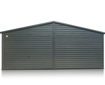 Mobilgarázs 6x5 m, kétállásos, nyeregtetős, billenő kapu, grafit – Modell 6