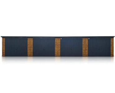 Mobilgarázs 14x6 m, féltetős, billenő kapu, fautánzatú