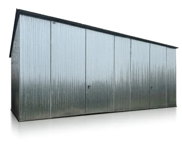Mobilgarázs 9x5 m, kétállásos, féltetős, kétszárnyú kapu, horganyzott