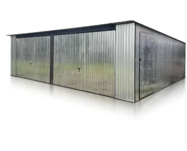 Mobilgarázs 7x5 m, kétállásos, féltetős, billenő kapu, horganyzott – Modell 2