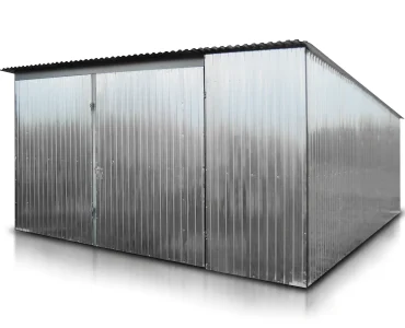Mobilgarázs 4x5 m, féltetős, kétszárnyú kapu, horganyzott
