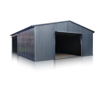 Mobilgarázs 6x8 m, kétállásos, nyeregtetős, billenő kapu, grafit