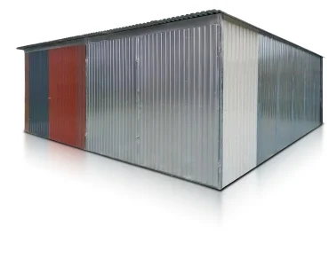 Mobilgarázs 6x6 m, féltetős, kétszárnyú kapu, többszínű, III. osztály