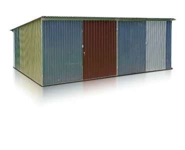 Mobilgarázs 6x5 m, kétállásos, féltetős, kétszárnyú kapu, többszínű, III. osztály