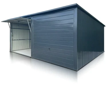 Mobilgarázs 6x5 m, kétállásos, féltetős, billenő kapu, grafit – Modell 2