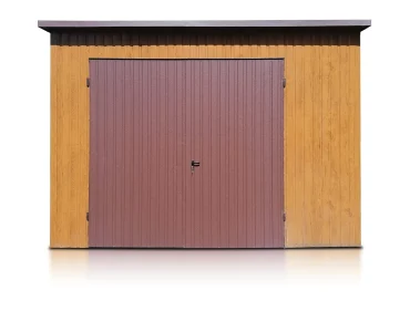 Mobilgarázs 3,5x4 m, féltetős, kétszárnyú kapu, fautánzatú