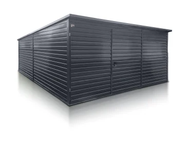Mobilgarázs 5x5 m, féltetős, kétszárnyú kapu, fekete