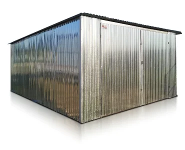 Mobilgarázs 5x6 m, féltetős, kétszárnyú kapu, horganyzott